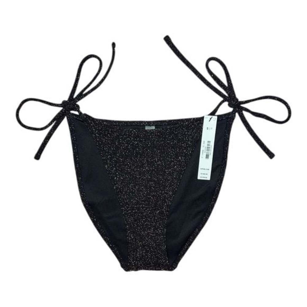 PINK Victoria's Secret Black Gold Glitter Bandeau Bikini Set Size S